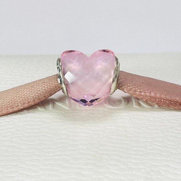 Pandora S925 Silver Pink Love String Ornament Glass Bead - Picture 1 of 5
